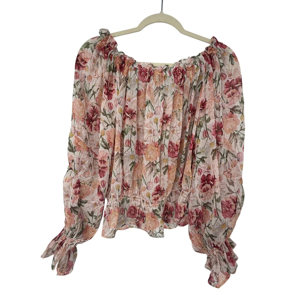 Dress Forum Los Angeles Floral Peasant Blouse Cottagecore Romantic Boho Top M - Picture 3 of 9